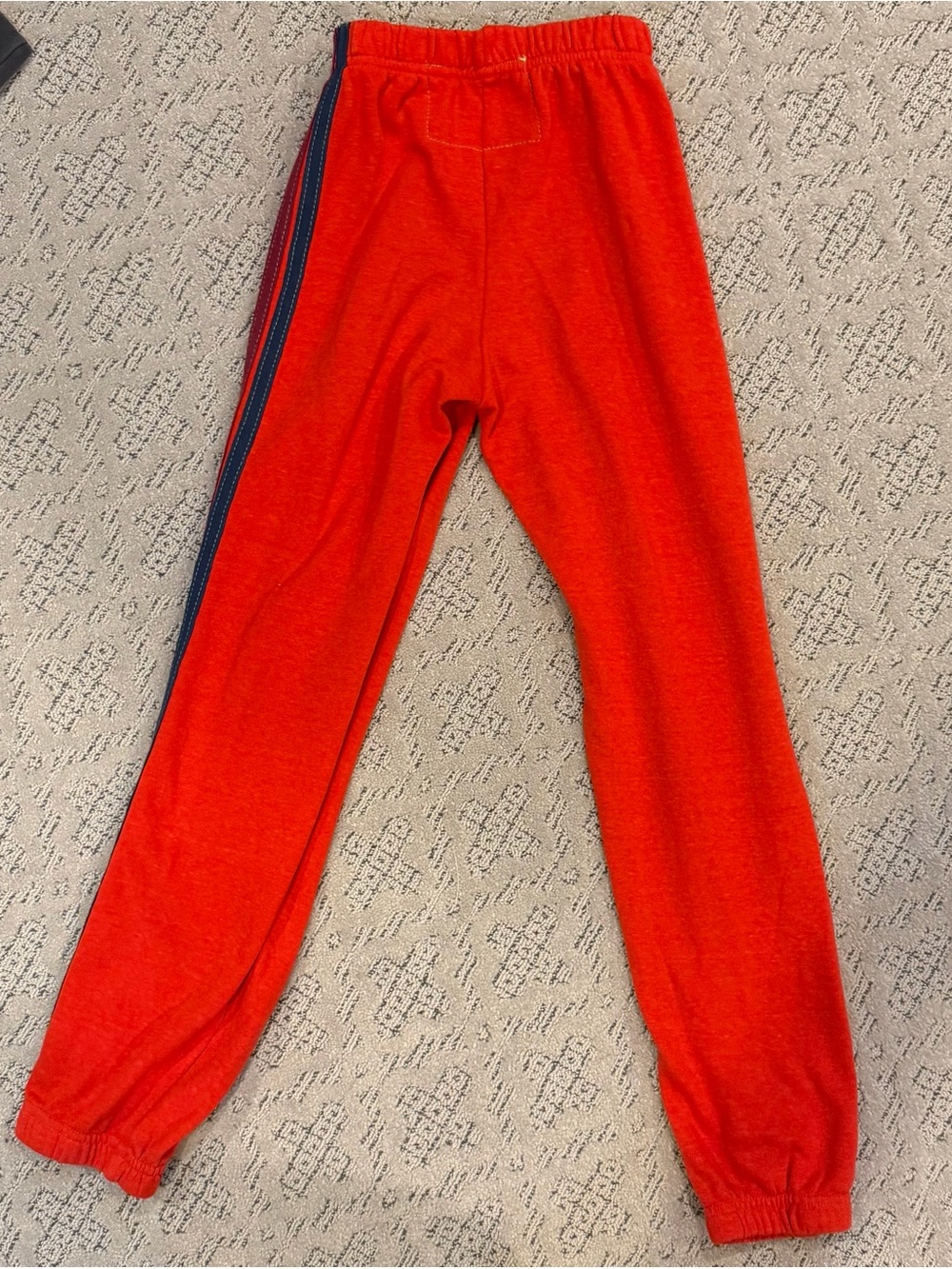 Aviator Nation Red Kids Sweatpants with Rainbow Side Stripes - Picture 7 of 12